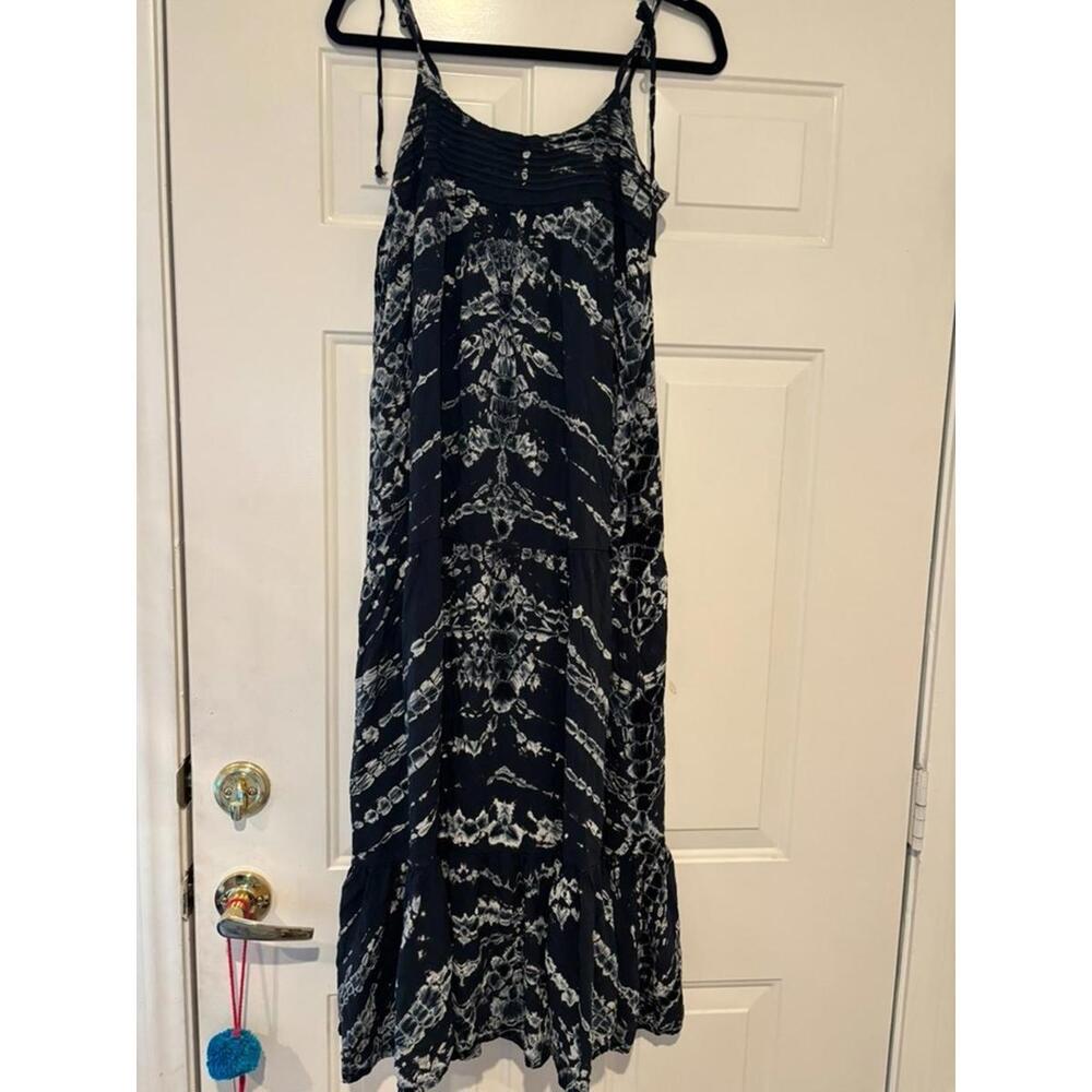 Womens  boho Young‎ Broke and Fabulous sz S navy tie dye sundress #410